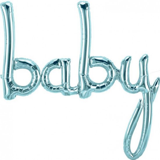 Baby Script - Balloon Banner - Blue
