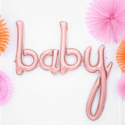 Rose Gold Baby Script - Balloon Banner 